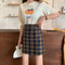 Img 1 - College Women Summer Korean All-Matching Student Chequered High Waist A-Line Hip Flattering Skirt