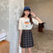 Img 2 - College Women Summer Korean All-Matching Student Chequered High Waist A-Line Hip Flattering Skirt