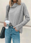 Img 2 - Popular Europe Casual High Collar Solid Colored Long Sleeved Women Pullover