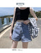 Img 8 - High Waist Denim Shorts Women Summer Loose insFolded Korean Slim Look A-Line Wide-legged