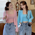 Img 1 - Sets Women Summer Petite Western Under Strap Knitted Cardigan Two-Piece