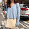 Img 2 - Korean Women Loose Lazy Long Sleeved Short V-Neck Knitted Sweater Cardigan