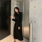 Img 9 - Korean Loose Slim-Look Long Sleeved Straight Solid Colored Women Mid-Length Student Dress