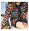 IMG 121 of Vintage Jacquard Sweater Cardigan Women Loose Lazy Popular Tops Outerwear