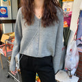 Img 5 - Korean Women Loose Lazy Long Sleeved Short V-Neck Knitted Sweater Cardigan