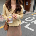 Img 1 - Korean Women Loose Lazy Long Sleeved Short V-Neck Knitted Sweater Cardigan