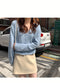 IMG 108 of Korean Women Loose Lazy Long Sleeved Short V-Neck Knitted Sweater Cardigan Outerwear