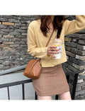 IMG 138 of Korean Women Loose Lazy Long Sleeved Short V-Neck Knitted Sweater Cardigan Outerwear