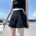 Img 1 - High Waist Denim Shorts Women Summer Loose insFolded Korean Slim Look A-Line Wide-legged