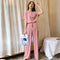 Img 6 - Sets Summer Thin Ice Silk Solid Colored Home Short Sleeve Long Pants Casual Trendy Loungewear