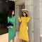 Img 2 - Korean Loose Slim-Look Long Sleeved Straight Solid Colored Women Mid-Length Student Dress