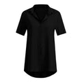 Img 2 - Europe Solid Colored Short Sleeve Lapel Women Tops Popular Blouse