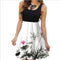 Europe Hot Selling Sleeveless Round-Neck Women Digital Printed Dress