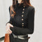 Img 3 - Button Half-Height Collar Women Slimming Slim-Look Long Sleeved Tops Sweater