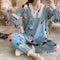 Chequered Pajamas Women Long Sleeved Lace Korean Casual Sets Sweet Look INS Princess Loungewear Sleepwear