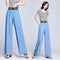 Img 6 - Denim Pants Women High Waist Summer Thin Drape Loose Straight Ice Silk Casual Wide Leg Pants