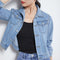 Women Short Slim Look Korean Art Pink Jacket Denim Outerwear