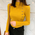 Img 4 - Button Half-Height Collar Women Slimming Slim-Look Long Sleeved Tops Sweater