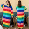 IMG 169 of Korean Striped Rainbow Fruit Pyjamas Sleeve Length Adorable Cartoon Pajamas Outdoor Loose Women Sleepwear