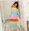 IMG 162 of Korean Striped Rainbow Fruit Pyjamas Sleeve Length Adorable Cartoon Pajamas Outdoor Loose Women Sleepwear