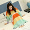 IMG 167 of Korean Striped Rainbow Fruit Pyjamas Sleeve Length Adorable Cartoon Pajamas Outdoor Loose Women Sleepwear