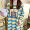 IMG 146 of Korean Striped Rainbow Fruit Pyjamas Sleeve Length Adorable Cartoon Pajamas Outdoor Loose Women Sleepwear