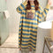 IMG 145 of Korean Striped Rainbow Fruit Pyjamas Sleeve Length Adorable Cartoon Pajamas Outdoor Loose Women Sleepwear