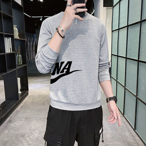 IMG 113 of Long Sleeved Sweatshirt Loose Plus Size Solid Colored Round-Neck Thick Undershirt Baseball Outerwear