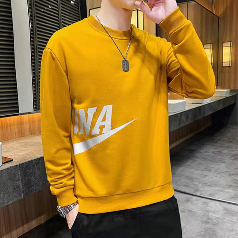IMG 112 of Long Sleeved Sweatshirt Loose Plus Size Solid Colored Round-Neck Thick Undershirt Baseball Outerwear