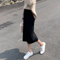 Img 3 - Petite Knitted Skirt Women Mid-Length Slim-Look Hip Flattering Korean Skirt