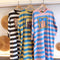 IMG 143 of Korean Striped Rainbow Fruit Pyjamas Sleeve Length Adorable Cartoon Pajamas Outdoor Loose Women Sleepwear