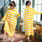 IMG 155 of Korean Striped Rainbow Fruit Pyjamas Sleeve Length Adorable Cartoon Pajamas Outdoor Loose Women Sleepwear