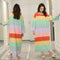 IMG 170 of Korean Striped Rainbow Fruit Pyjamas Sleeve Length Adorable Cartoon Pajamas Outdoor Loose Women Sleepwear