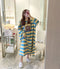 IMG 148 of Korean Striped Rainbow Fruit Pyjamas Sleeve Length Adorable Cartoon Pajamas Outdoor Loose Women Sleepwear