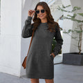Img 14 - Pocket Trendy Round-Neck Long Sleeved Women Dress Casual Plus Size Sweatshirt