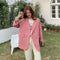 IMG 106 of Pink Casual Trendy Blazer Women Drape Summer Thin Elegant Petite chicSuit Outerwear