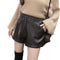 Img 5 - Shorts Women Plus Size Plus Korean High Waist Wide Leg A-Line Loose Slim-Look PU Leather Pants