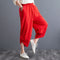 Img 2 - Plus Size Women Pants Cultural Style Cotton Wide Leg All-Matching Art Slim Look Harem Ankle-Length