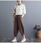 IMG 135 of Plus Size Women Pants Cultural Style Cotton Wide Leg All-Matching Art Slim Look Harem Ankle-Length Pants