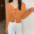 IMG 104 of Korea chicSweet Look Colourful Button V-Neck Long Sleeved Knitted Cardigan Women Outerwear