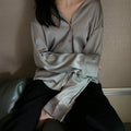 Img 2 - Korean All-Matching Gentle Tops Loose Lapel Long Sleeved Blouse