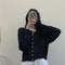 Img 9 - Loose Women Korean Gentle V-Neck Elegant Solid Colored Long Sleeved Short Cardigan Tops Sweater