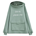 Mid-Length Trendy Green Sweatshirt Thick Adorable Women Teens Loose Lazy Tops Outerwear