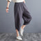 Img 1 - Plus Size Women Pants Cultural Style Cotton Wide Leg All-Matching Art Slim Look Harem Ankle-Length