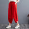 Img 6 - Plus Size Women Pants Cultural Style Cotton Wide Leg All-Matching Art Slim Look Harem Ankle-Length