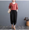 IMG 124 of Plus Size Women Pants Cultural Style Cotton Wide Leg All-Matching Art Slim Look Harem Ankle-Length Pants