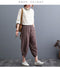 IMG 133 of Plus Size Women Pants Cultural Style Cotton Wide Leg All-Matching Art Slim Look Harem Ankle-Length Pants