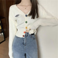 IMG 108 of Korea chicSweet Look Colourful Button V-Neck Long Sleeved Knitted Cardigan Women Outerwear
