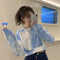 IMG 123 of Dye Sweatshirt Women Long Sleeved Korean Loose High Waist Short Tops ins Outerwear