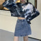 IMG 122 of Dye Sweatshirt Women Long Sleeved Korean Loose High Waist Short Tops ins Outerwear